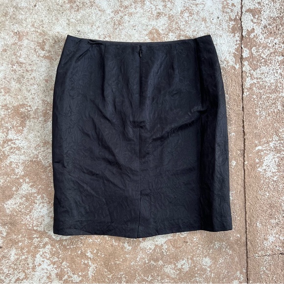 Vtg 90s Embossed Skirt Mini Sz 10 Blk Floral Wool Silk Blend Witchy Whimsi Goth - Picture 11 of 14